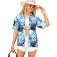 thumbnail image 1 of LA LEELA Hawaiian Shirts Womens Casual Summer Beach Blouse Shirt Luau Party Leopard Print Blouses Short Sleeve Vacation Button up Shirts T Shirt for Women S Animals Print, Blue, 1 of 4