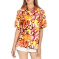 thumbnail image 1 of LA LEELA Hawaiian Shirts Womens Casual Summer Beach Party Blouse Shirt Blouses Short Sleeve Vacation Button up Dress Tops Tee Shirts Tank Top Women XXL Seashells, Orange, 1 of 5