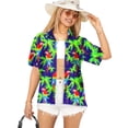 thumbnail image 1 of LA LEELA Hawaiian Shirts Womens Casual Summer Beach Party Blouses Shirt Blouse Short Sleeve Tropical Vacation Button up Dress Shirts for Women S Parrot Palm, Royal Blue, 1 of 4