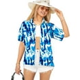 thumbnail image 1 of LA LEELA Hawaiian Shirts Womens Casual Summer Button Down Beach Party Blouse Shirt Blouses Button up Short Sleeve Vacation Dress Tee Shirts Tank Top Women L Tie Dye Leaves, Blue, 1 of 5