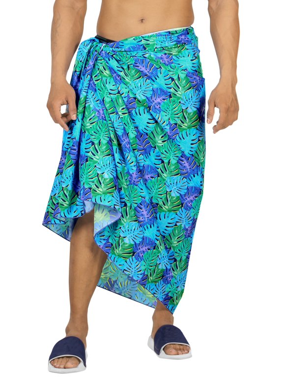 Men's Bath Trunk Swimwear Sarong Pareo Beach Wrap One Size Lapis, Leaves Summer Vacation Aloha