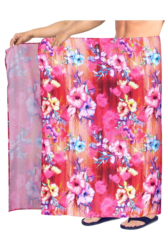 Men's Bath Trunk Swimwear Sarong Pareo Beach Wrap One Size Pink_Y578 Summer Vacation Party