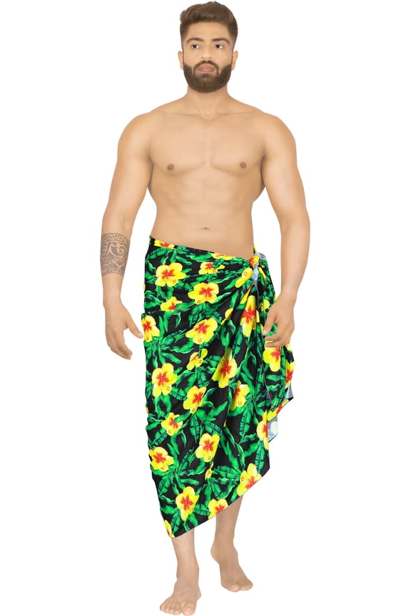 Men's Bath Trunk Swimwear Sarong Pareo Beach Wrap One Size Yellow, Floral Summer Vacation Party
