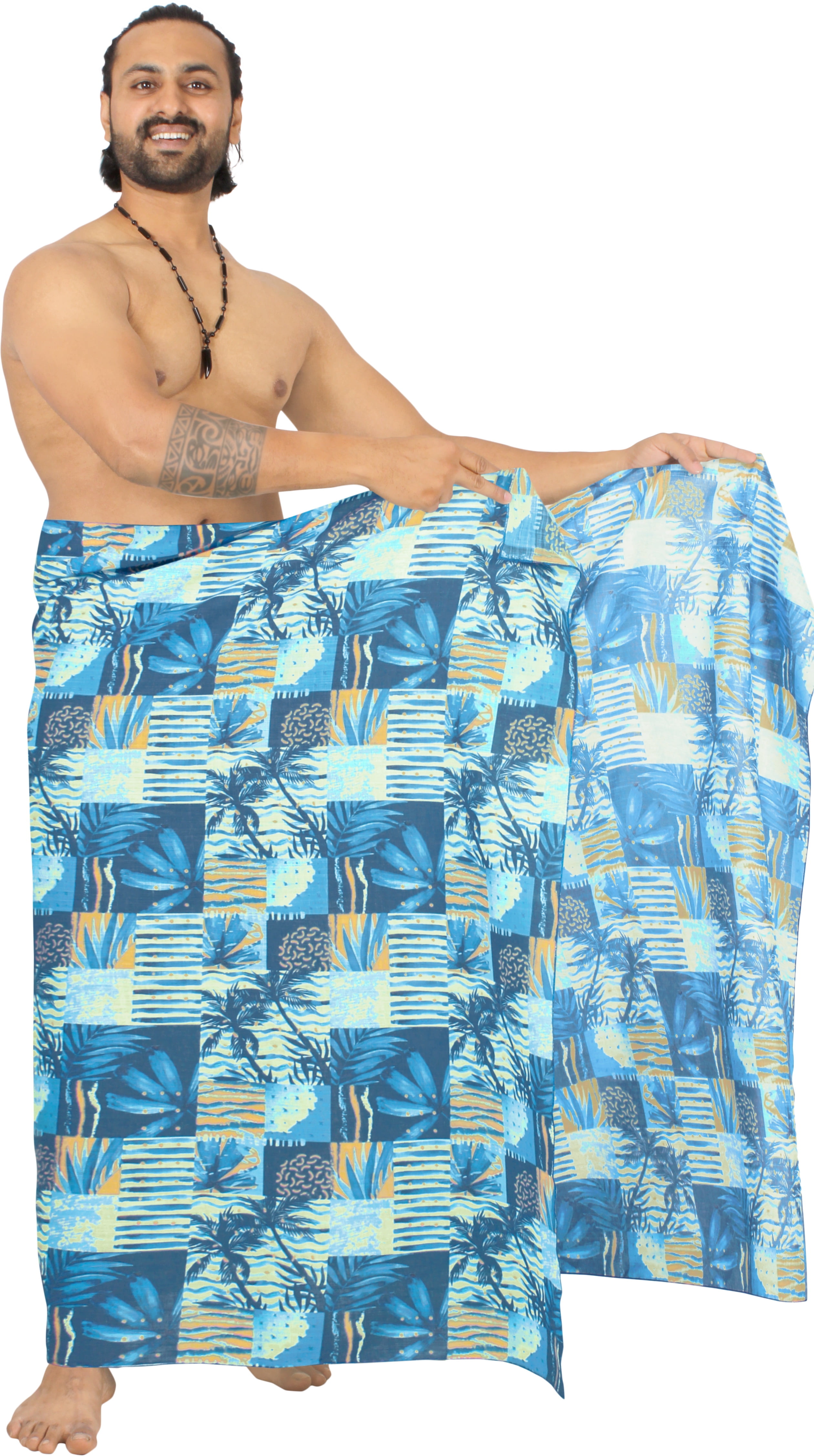 LA LEELA Men's Sulu Swimwear Samoan Cotton Linen Effect Pareo