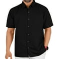 thumbnail image 1 of LA LEELA Men's Casual Button Down Short Sleeve Business Untucked Shirt Solid Oxford Shirts for Men S Solid, Black, 1 of 5