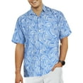 thumbnail image 1 of LA LEELA Men's Casual Hawaiian Short Sleeve Shirt Cotton Linen Effect Beach Button Down Tropical Shirts For Men M Cobalt, Leaves, 1 of 6