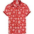 thumbnail image 1 of LA LEELA Men's Christmas Tree Hawaiian Shirts Short Sleeve Button Down Shirt Mens Shirts Vacation Aloha Party Shirts for Men XXL Red Snow Flakes, 1 of 6