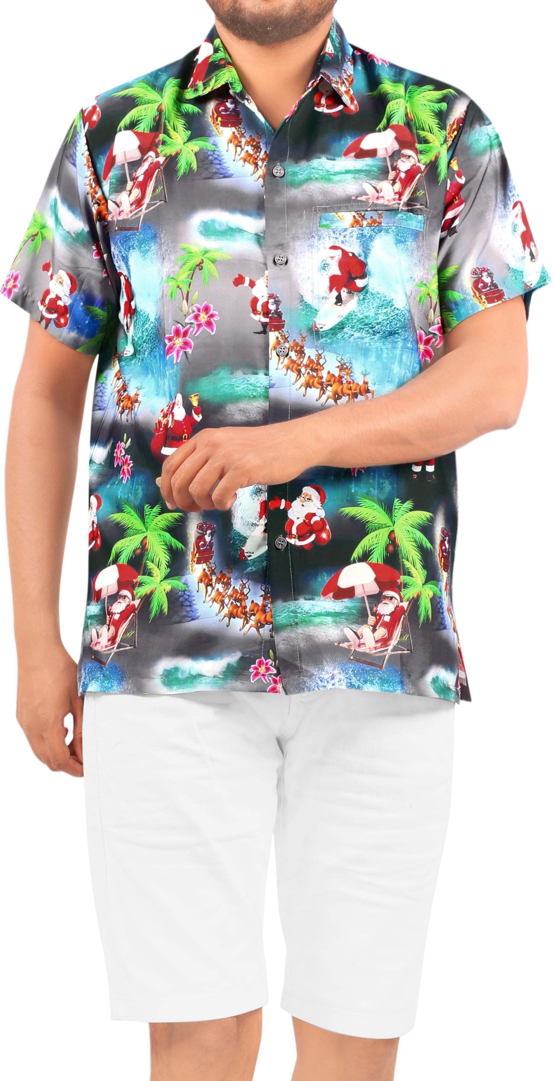 LA LEELA Men's Christmas Vacation Holiday Gifts Cruise Hawaiian Shirt — free download