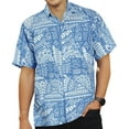thumbnail image 1 of LA LEELA Men's Cotton Linen Effect Beach Hawaiian Shirt Casual Cuban Short Sleeve Funky Shirt For Men XL Geometric, Royal Blue, 1 of 6