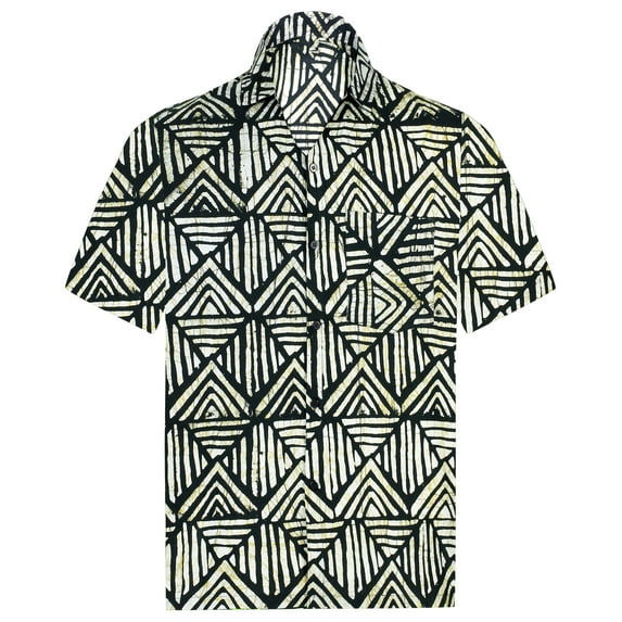 LA LEELA Men's Front Pocket Hawaiian Vacation Shirts Button Down Summer Beaches Tops Short Sleeve Stylish Hawaii Shirts Men XL Aztec, Black