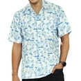 thumbnail image 1 of LA LEELA Men's Hawaiian Funny Cotton Linen Effect Short Sleeve Shirt Cuban Beach Button Down Shirt Men M Dodger, Palm Tree, 1 of 6