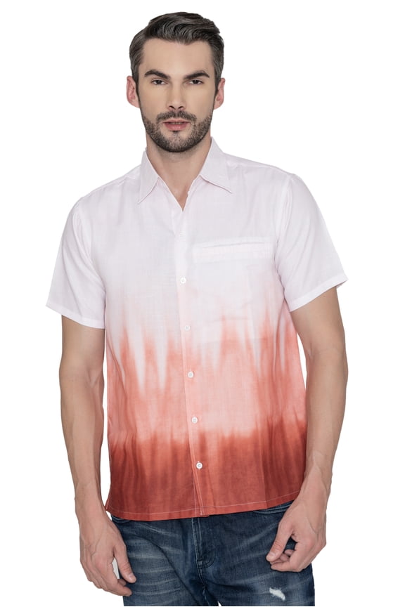 Men's Hawaiian Shirt Fashion Button Down Short Sleeves Holidays Aloha Party Casual Tops Summer Beaches Shirts for Men M Red Tie Dye
