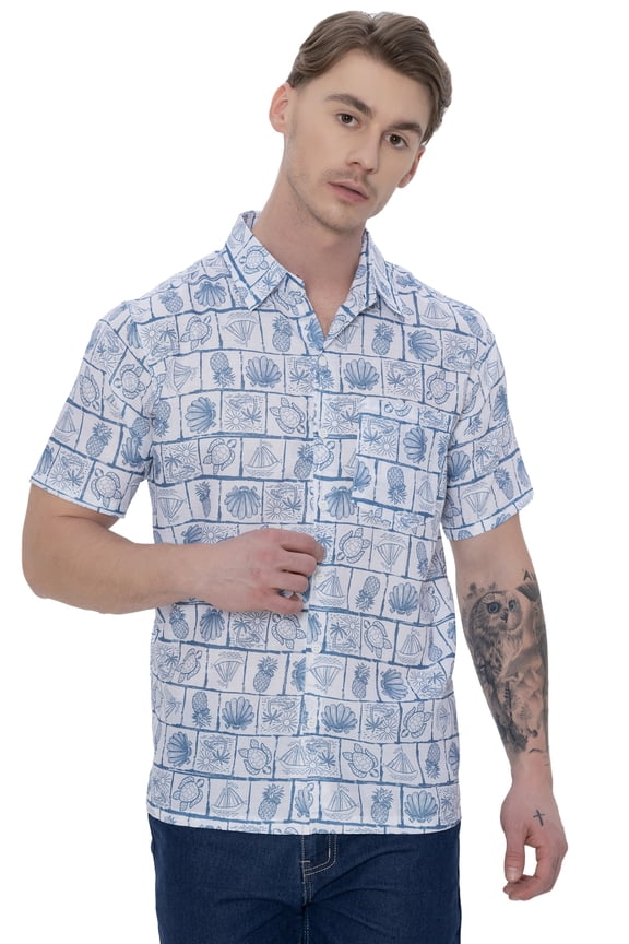 Men's Hawaiian Shirt Fashion Button Down Short Sleeves Holidays Aloha Party Casual Tops Summer Beaches Shirts for Men S Grey Turtle