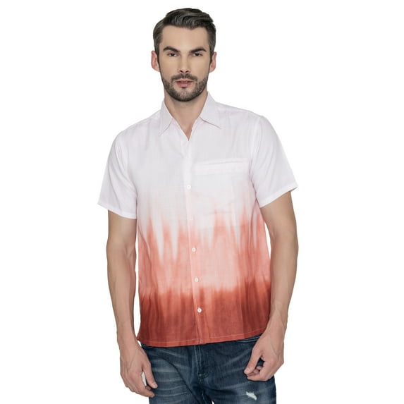 LA LEELA Men's Hawaiian Shirt Fashion Button Down Short Sleeves Holidays Aloha Party Casual Tops Summer Beaches Shirts for Men XXL Red Tie Dye