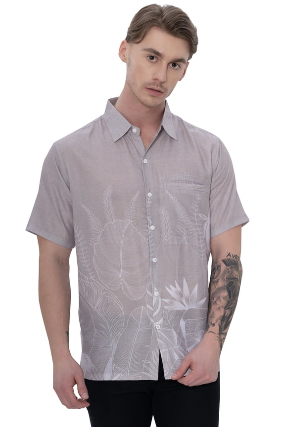 Men's Hawaiian Shirt Fashion Button Down Short Sleeves Holidays Aloha Party Tropical Casual Tops Summer Beach Shirts for Men XXL Brown Leaf