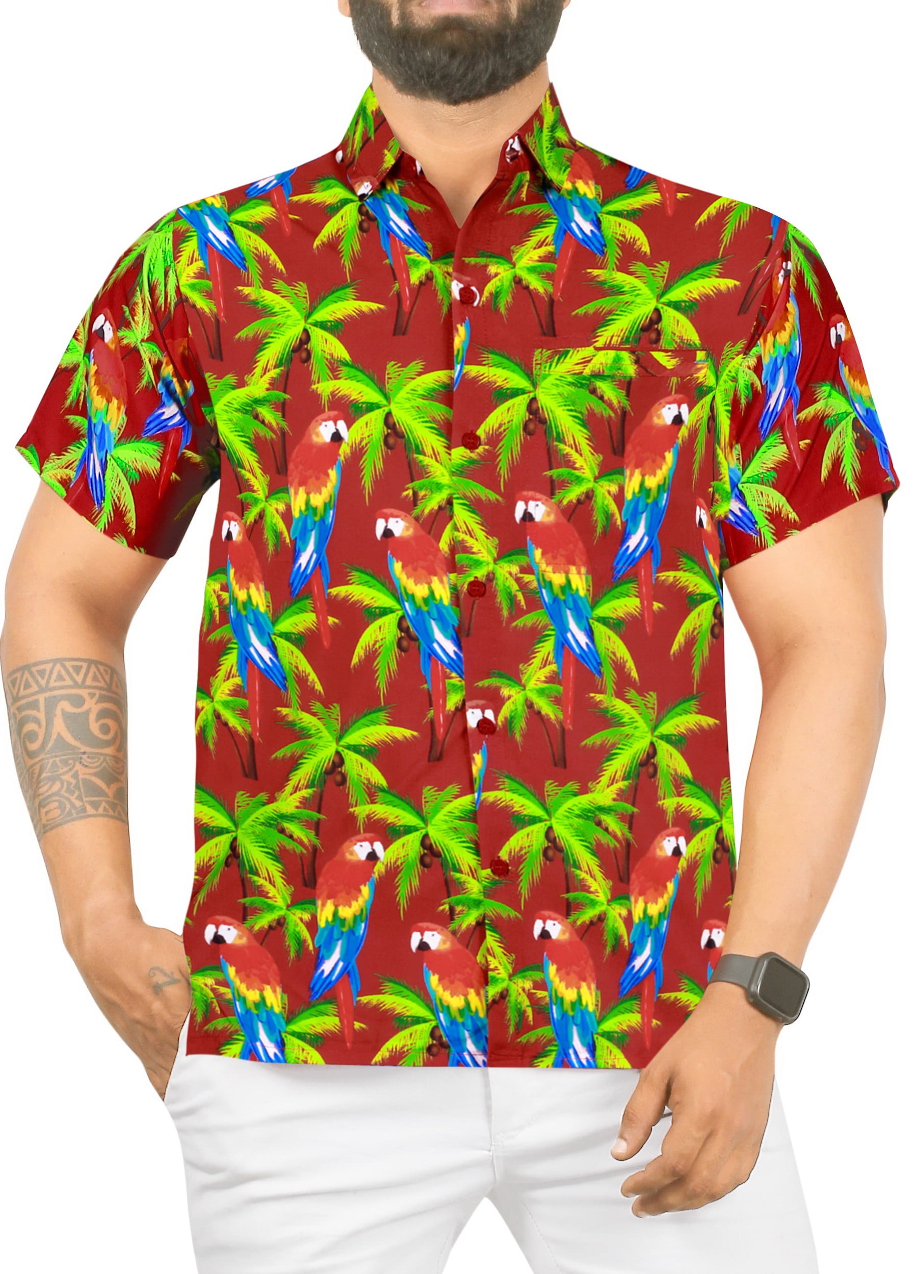 LA LEELA Men's Hawaiian Shirt Funny Casual Beach Shirts Short Sleeve ...