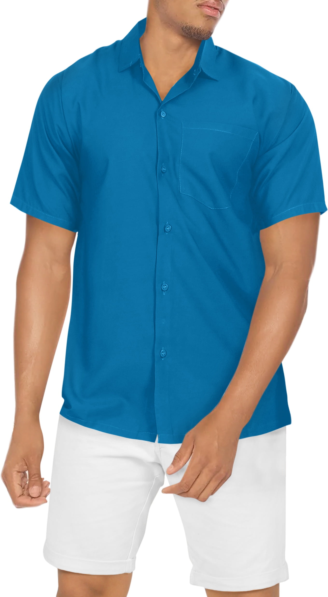 La Leela Men's Hawaiian Shirt Solid Beach Shirts Casual Button Down Short Sleeve Dress Shirts for Men 7XL Teal, Plain, Blue La Leela Men's Hawaiian Shirt Solid Beach Shirts Casual Button Down Short Sleeve Dress Shirts for Men 7XL Teal, Plain, Blue