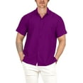 thumbnail image 1 of LA LEELA Men's Hawaiian Shirt Solid Beach Shirts Casual Button Down Short Sleeve Shirts for Men XXL Violet, Plain, 1 of 6