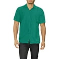 thumbnail image 1 of LA LEELA Men's Hawaiian Shirt Solid Beach Shirts Casual Button Up Short Sleeve Shirts for Men 6XL Emerald, Plain, 1 of 6