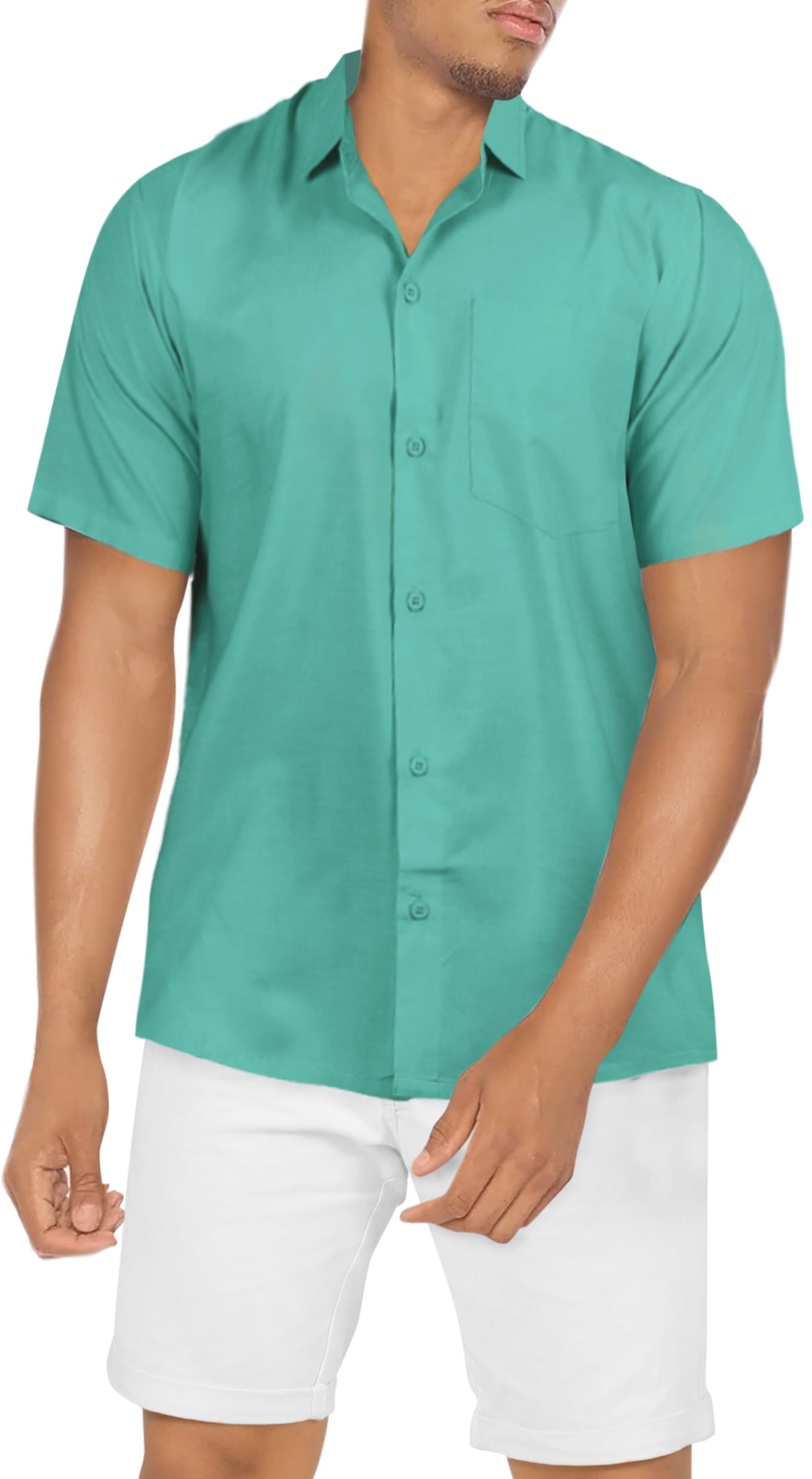 LA LEELA Men's Hawaiian Shirt - Tropical Beach Shirt, Relaxed Fit, Lightweight, X-Large, Coal Color