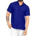 thumbnail image 1 of LA LEELA Men's Hawaiian Shirt Solid Beach Shirts Casual Short Sleeve Button Down Untuckit Shirts for Men XL Royal Blue, Gifts, 1 of 6
