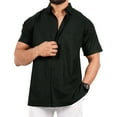 thumbnail image 1 of LA LEELA Men's Hawaiian Shirt Solid Casual Short Sleeve Button Down Beach Shirts for Men L Black, Plain, 1 of 5