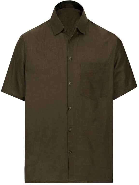 Men's Hawaiian Shirt Solid Casual Short Sleeve Button Down Beach Shirts for Men L Pecan, Plain