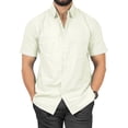 thumbnail image 1 of LA LEELA Men's Hawaiian Shirt Solid Casual Short Sleeve Button Down Beach Shirts for Men S White, Plain, 1 of 5