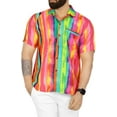 thumbnail image 1 of LA LEELA Men's Hawaiian Shirt Tropical Floral Casual Beach Shirts Button Down Short Sleeve Shirts for Men XL Vertical Stripes, Autumn Pink, 1 of 6