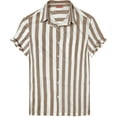 thumbnail image 1 of LA LEELA Men's Hawaiian Shirts Aloha Casual Beach Shirts Short Sleeve Button Down Collared Shirt Men S Stripes, Brown Summer, 1 of 6