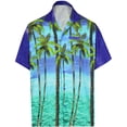 thumbnail image 1 of LA LEELA Men's Hawaiian Shirts Aloha Casual Beach Shirts Short Sleeve Button Down Collared Shirt Men XS Tall Branch, Blue, 1 of 7