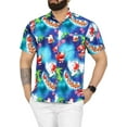 thumbnail image 1 of LA LEELA Men's Hawaiian Shirts Short Sleeve Button Down Shirt Mens Christmas Shirts Vacation Beach Party Shirts for Men Funny XS Santa Reindeer, Blue, 1 of 6