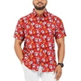 thumbnail image 1 of LA LEELA Men's Hawaiian Shirts Short Sleeve Button Down Shirt Mens Christmas Tree Shirts Vacation Island Shirts for Men Funny L Funny Santa Face, Red, 1 of 5