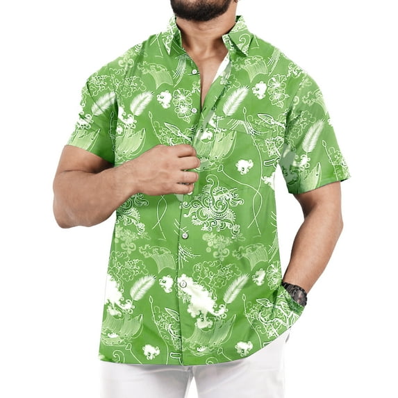 LA LEELA Men's Hawaiian Shirts Short Sleeve Button Down Shirt Mens Summer Shirts Casual Beach Holiday Hawaii Shirts for Men Funny L Pear, Floral