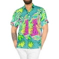 thumbnail image 1 of LA LEELA Men's Hawaiian Shirts Short Sleeve Button Down Shirt Mens Vacation Shirts Summer Beach Casual Aloha Shirts for Men Funny L Tropical, Green, 1 of 6