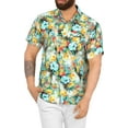 thumbnail image 1 of LA LEELA Men's Hawaiian Shirts Short Sleeve Button Down Shirt Floral Shirt Men Boho Vacation Casual Summer Beach Shirts for Men Funny M Nile Lily, Multicoloured, 1 of 5
