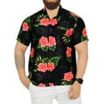thumbnail image 1 of LA LEELA Men's Hawaiian Shirts Short Sleeve Button Down Shirt Floral Shirt Men Casual Beach Vacation Hawaii Island Shirts for Men Funny XL Hibiscus Palm Leaves, Blacks From Kids, 1 of 6