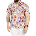 thumbnail image 1 of LA LEELA Men's Hawaiian Shirts Short Sleeve Button Down Shirt Men's Casual Shirts Holiday Tropical Beach Summer Party Shirts for Men Funny M Floral Art, Brown, 1 of 6