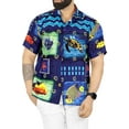 thumbnail image 1 of LA LEELA Men's Hawaiian Shirts Short Sleeve Button Down Shirt Men's Hawaii Shirts Boho Holiday Casual Summer Beach Shirts for Men Funny XS Denim, Water Animal, Blue, 1 of 7