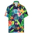 thumbnail image 1 of LA LEELA Men's Hawaiian Shirts Short Sleeve Button Down Shirt Men's Holiday Shirts Summer Beach Casual Aloha Tropical Shirts for Men Funny 5XL Hibiscus Floral, Blue, 1 of 6