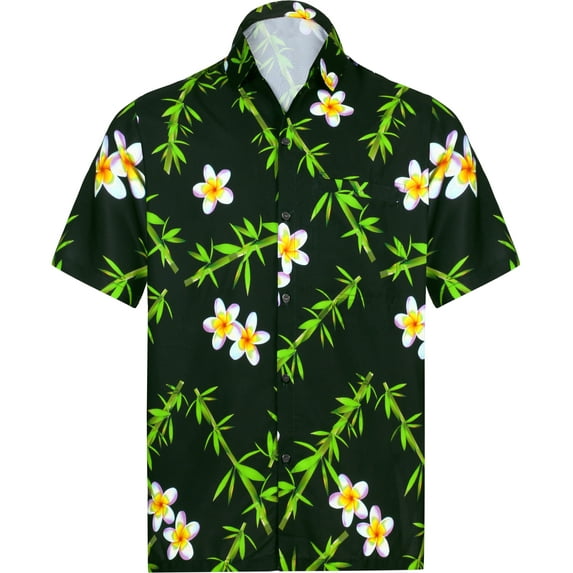 LA LEELA Men's Hawaiian Shirts Short Sleeve Button Down Shirt Men's Party Shirts Casual Holiday Summer Tropical Island Shirts for Men Funny 3XL Floral, Black