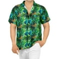 thumbnail image 1 of LA LEELA Men's Hawaiian Shirts Short Sleeve Button Down Shirt Men's Party Shirts Casual Vacation Summer Tropical Shirts for Men Funny 4XL Leaves, Green, 1 of 6