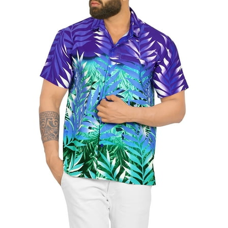 LA LEELA Men's Hawaiian Shirts Short Sleeve Button Down Shirt Men's Summer Shirts Casual Beach Holiday Hawaii Island Shirts for Men Funny XXL Decorative Floral, Multicoloured