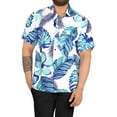 thumbnail image 1 of LA LEELA Men's Hawaiian Shirts Short Sleeve Button Down Shirt Men's Summer Shirts Casual Beach Holiday Hawaii Island Shirts for Men Funny XXL Tropical Mono Leaves, Blue For Dad, 1 of 5