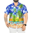 thumbnail image 1 of LA LEELA Men's Hawaiian Shirts Short Sleeve Button Down Shirt Men's Vacation Shirts Summer Beach Casual Tropical Shirts for Men Funny XL Sea Flamingo, Blue, 1 of 6