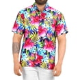 thumbnail image 1 of LA LEELA Men's Hawaiian Shirts Short Sleeve Button Down Shirt Mens Casual Shirts Vacation Tropical Beach Summer Party Shirts for Men Funny S Floral Leaf, Multicoloured, 1 of 5