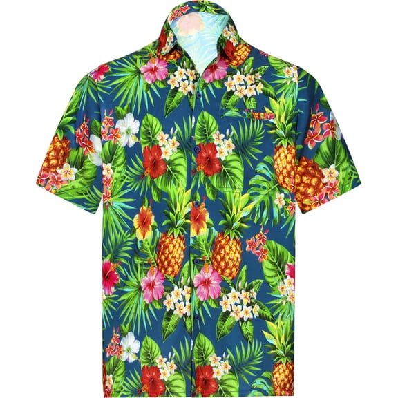 LA LEELA Men's Hawaiian Shirts Short Sleeve Button Down Shirt Mens Casual Shirts Vacation Tropical Beach Summer Party Shirts for Men Funny S Lapis, Floral
