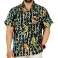 thumbnail image 1 of LA LEELA Men's Hawaiian Shirts Short Sleeve Button Down Shirt Mens Casual Shirts Vacation Tropical Beach Summer Party Shirts for Men Funny XL Parrot Birds, Black, 1 of 5