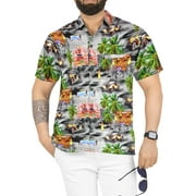 LA LEELA Men's Hawaiian Shirts Short Sleeve Button Down Shirt Mens Party Shirts Casual Vacation Summer Tropical Island Shirts for Men Funny XXL Hawaii Party, Black