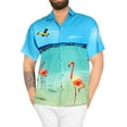 thumbnail image 1 of LA LEELA Men's Hawaiian Shirts Short Sleeve Button Down Shirt Mens Summer Shirts Casual Beach Holiday Hawaii Island Shirts for Men Funny 3XL Seashore Flamingos, Blue, 1 of 6